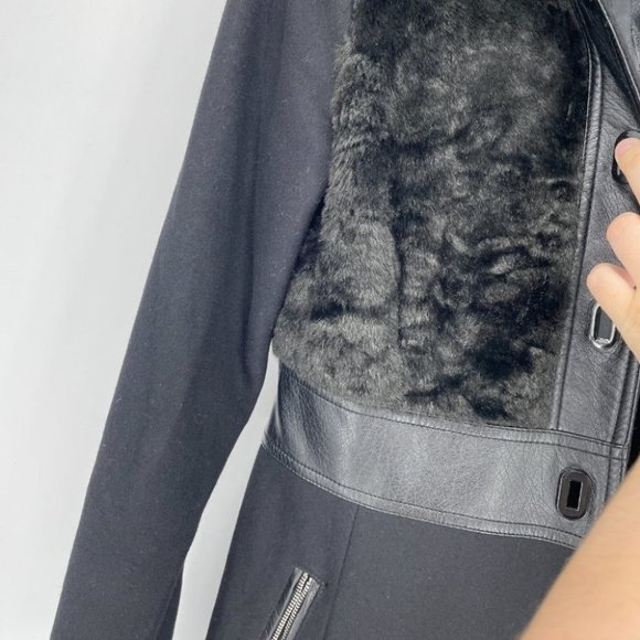 Guess Black Wool blend Faux Fur Latch button close jacket - Picture 11 of 15